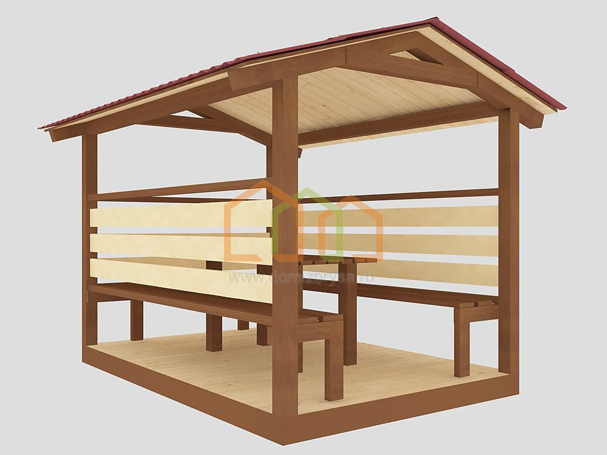 Беседка летняя 2х3 Площадь:6 м² Каркас 40х50 мм. под ключ в Чехове