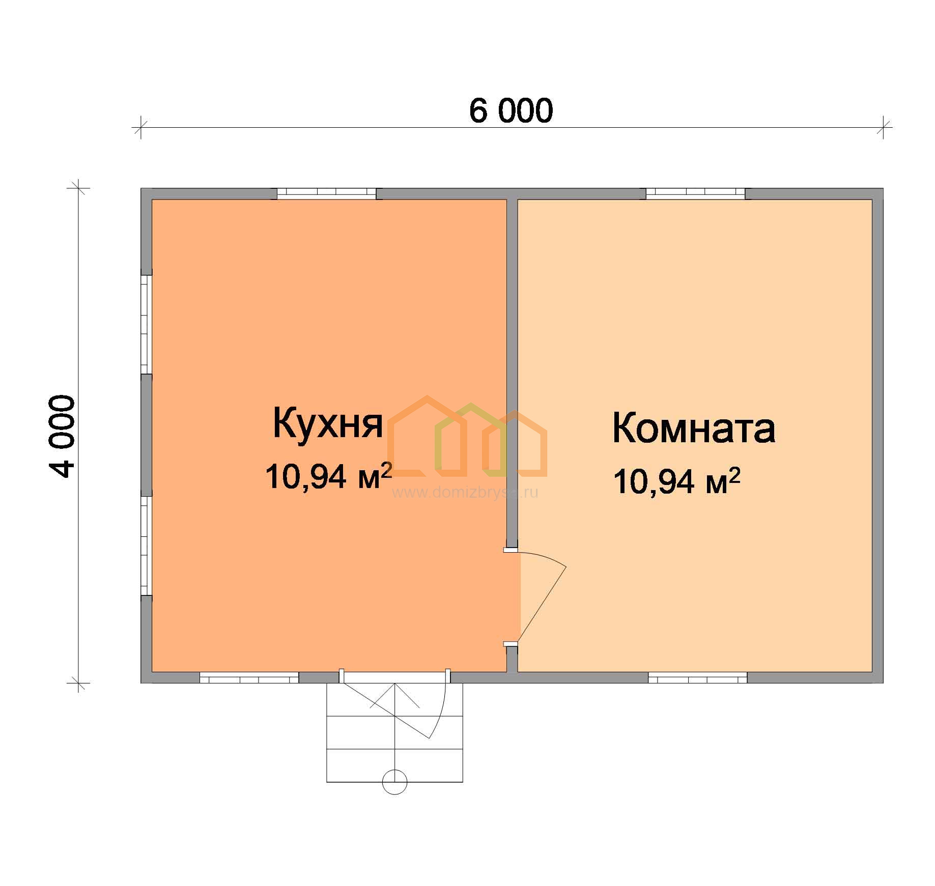 Брусовой садовый домик Дубок - 1 (Б) 4x6 Площадь: 24 м² под ключ в Чехове