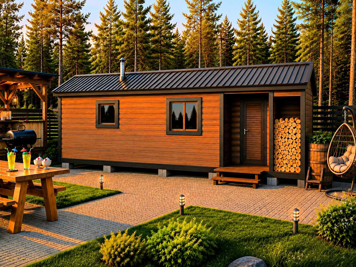 Перевозная каркасная баня 7х2,3 (150)